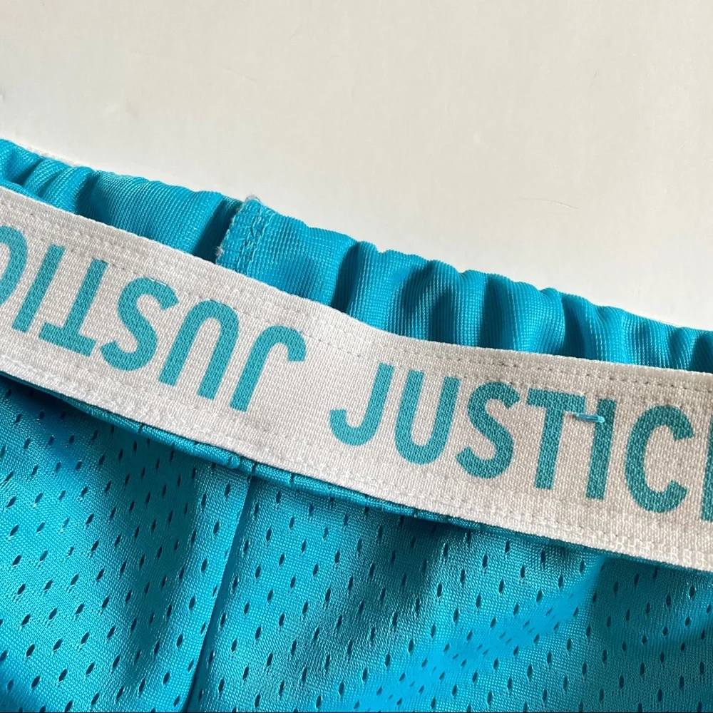 Justice Girls Logo Waist Dolphin Mesh Shorts